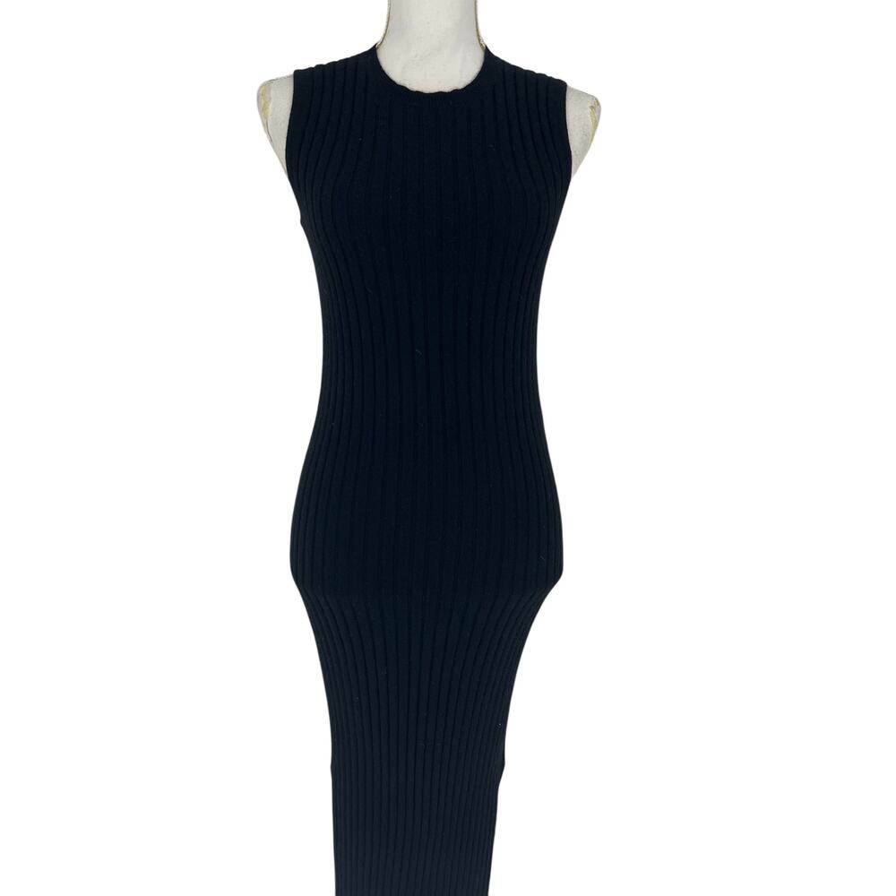 C by Bloomingdale’s 100% Cashmere Ribbed Tank Dress in Black - Picture 3 of 10